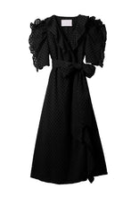 画像をギャラリービューアに読み込む, Cotton Lace Ruffle Wrap Dress | Black