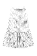 Load image into Gallery viewer, Cotton Lace Tiered Skirt | Shell White