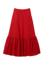 Load image into Gallery viewer, Cotton Lace Tiered Skirt | Coral Red