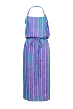 Load image into Gallery viewer, Stripe Linen Apron | Turquoise Purple