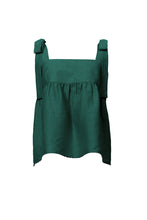 画像をギャラリービューアに読み込む, Shine Linen Shoulder Ribbon Blouse | Forest Green