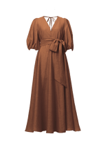 Load image into Gallery viewer, Shine Linen Vneck Maxi Dress | Desert