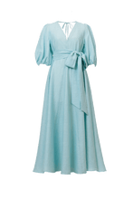 Load image into Gallery viewer, Shine Linen Vneck Maxi Dress | Sky