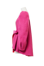 画像をギャラリービューアに読み込む, Recycle Cashmere Volume Sleeve Short Coat | Fuchsia Red