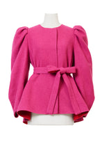 画像をギャラリービューアに読み込む, Recycle Cashmere Volume Sleeve Short Coat | Fuchsia Red