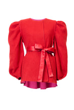 画像をギャラリービューアに読み込む, Recycle Cashmere Volume Sleeve Short Coat | Fuchsia Red