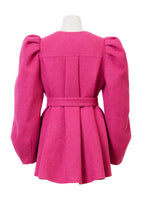 画像をギャラリービューアに読み込む, Recycle Cashmere Volume Sleeve Short Coat | Fuchsia Red