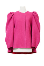 画像をギャラリービューアに読み込む, Recycle Cashmere Volume Sleeve Short Coat | Fuchsia Red