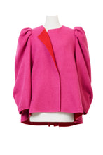 画像をギャラリービューアに読み込む, Recycle Cashmere Volume Sleeve Short Coat | Fuchsia Red