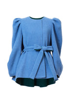 画像をギャラリービューアに読み込む, Recycle Cashmere Volume Sleeve Short Coat | Forest Blue