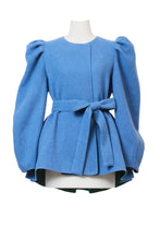 画像をギャラリービューアに読み込む, Recycle Cashmere Volume Sleeve Short Coat | Forest Blue