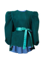 画像をギャラリービューアに読み込む, Recycle Cashmere Volume Sleeve Short Coat | Forest Blue