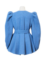 画像をギャラリービューアに読み込む, Recycle Cashmere Volume Sleeve Short Coat | Forest Blue