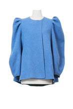 画像をギャラリービューアに読み込む, Recycle Cashmere Volume Sleeve Short Coat | Forest Blue