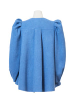 画像をギャラリービューアに読み込む, Recycle Cashmere Volume Sleeve Short Coat | Forest Blue