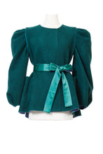 画像をギャラリービューアに読み込む, Recycle Cashmere Volume Sleeve Short Coat | Forest Blue