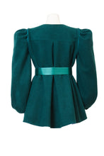 画像をギャラリービューアに読み込む, Recycle Cashmere Volume Sleeve Short Coat | Forest Blue