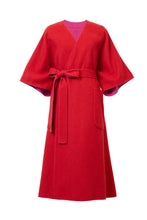 画像をギャラリービューアに読み込む, Recycle Cashmere Belted Gown Coat | Fuchsia Red
