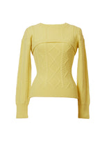 Load image into Gallery viewer, Cashmere Cable Knit Layered top | Citrine