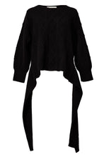 Load image into Gallery viewer, Cashmere Cable Knit Back Ribbon Top | Stone