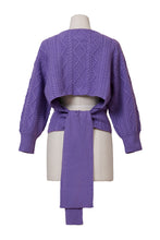 画像をギャラリービューアに読み込む, Cashmere Cable Knit Back Ribbon Top | Pearl