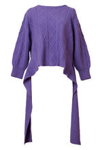 Load image into Gallery viewer, Cashmere Cable Knit Back Ribbon Top | Lilac