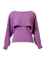 画像をギャラリービューアに読み込む, Eco Cashmere Rib Knit Layered Top | Lilac