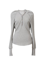 Load image into Gallery viewer, Organic Cotton Thermal Volume Sleeve Top | Sand Grey