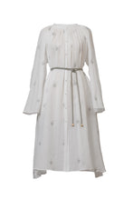 Load image into Gallery viewer, Embroidery Neck Gathered Dress | Shell White