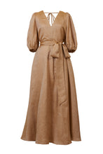 Load image into Gallery viewer, Volume Sleeve V neck Dress | Sand
