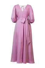 Load image into Gallery viewer, Volume Sleeve V neck Dress | Lilac