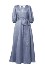 Load image into Gallery viewer, Volume Sleeve V neck Dress | Indigo