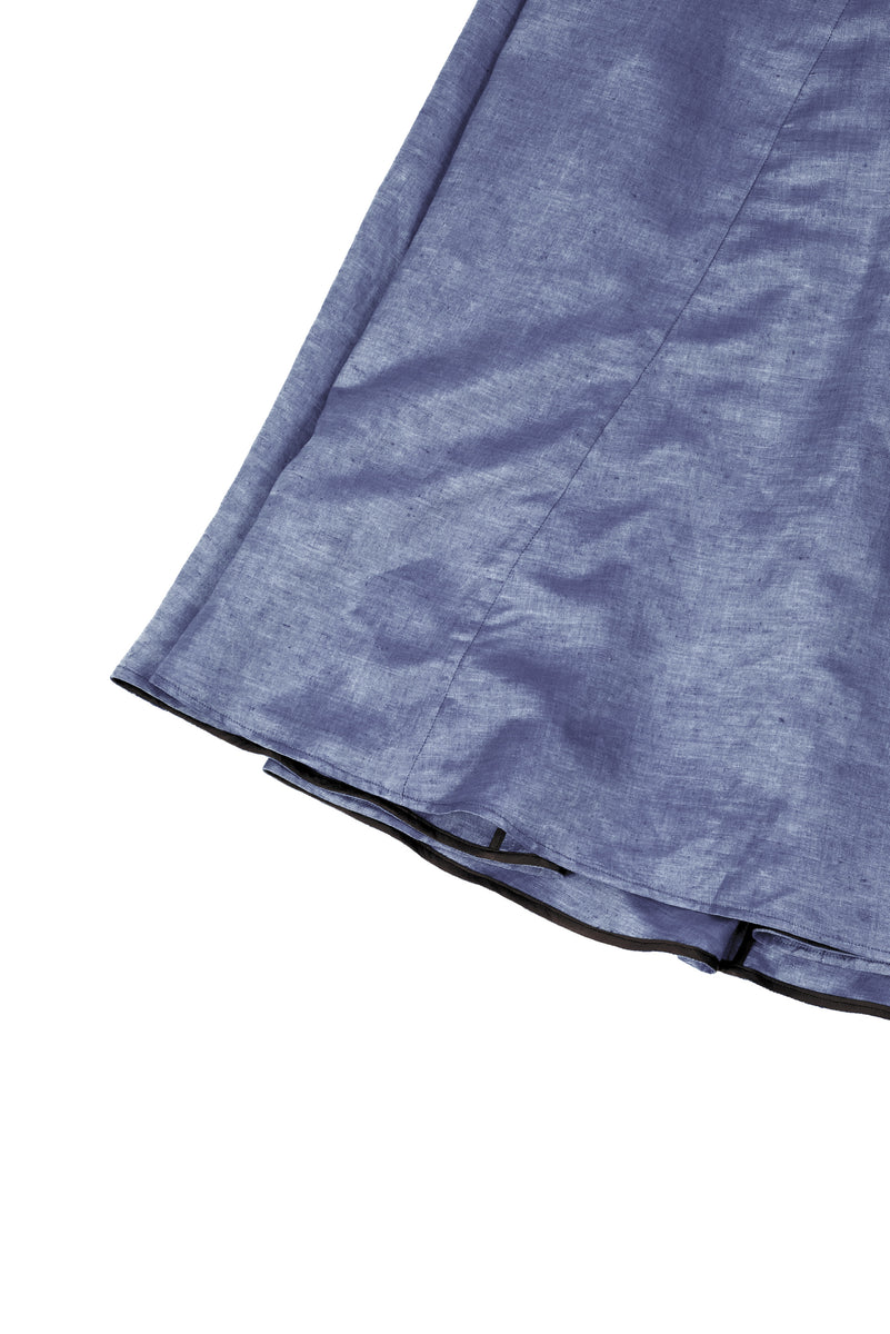 Volume Sleeve V neck Dress | Indigo – MYLAN ONLINE SHOP