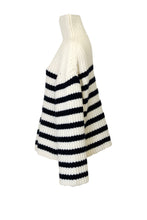 画像をギャラリービューアに読み込む, Cashmere High Neck Border Knit Top | Citrine / Ecru