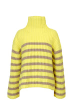 画像をギャラリービューアに読み込む, Cashmere High Neck Border Knit Top | Citrine / Ecru
