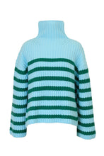画像をギャラリービューアに読み込む, Cashmere High Neck Border Knit Top | Sky / Green