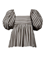 画像をギャラリービューアに読み込む, Stripe 2 Way Sleeve Blouse | Stone