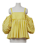 画像をギャラリービューアに読み込む, Stripe 2 Way Sleeve Blouse | Sunshine