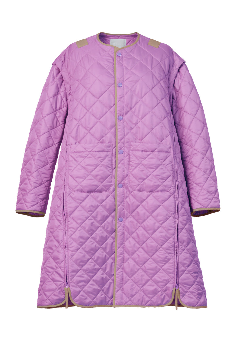 2 Way Quilted Coat | Lilac