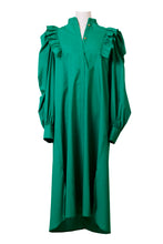 画像をギャラリービューアに読み込む, Volume Sleeve Ruffle Shirt Dress | Malachite