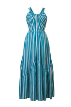 Load image into Gallery viewer, Stripe Back Ribbon Tierred Dresss | Turquoise