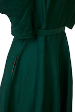 Load image into Gallery viewer, Shine Linen Volume Sleeve Dress | Forest Green