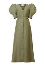 画像をギャラリービューアに読み込む, Shine Linen Volume Sleeve Dress | Khaki