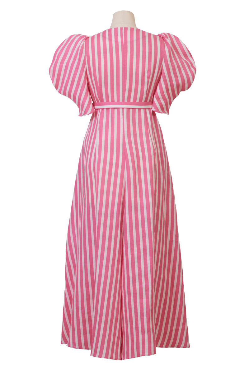 Stripe Volume Sleeve Dress | Fuchsia