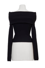 Load image into Gallery viewer, Cashmere Off Shoulder Knit Top | Pearl x Midnight

