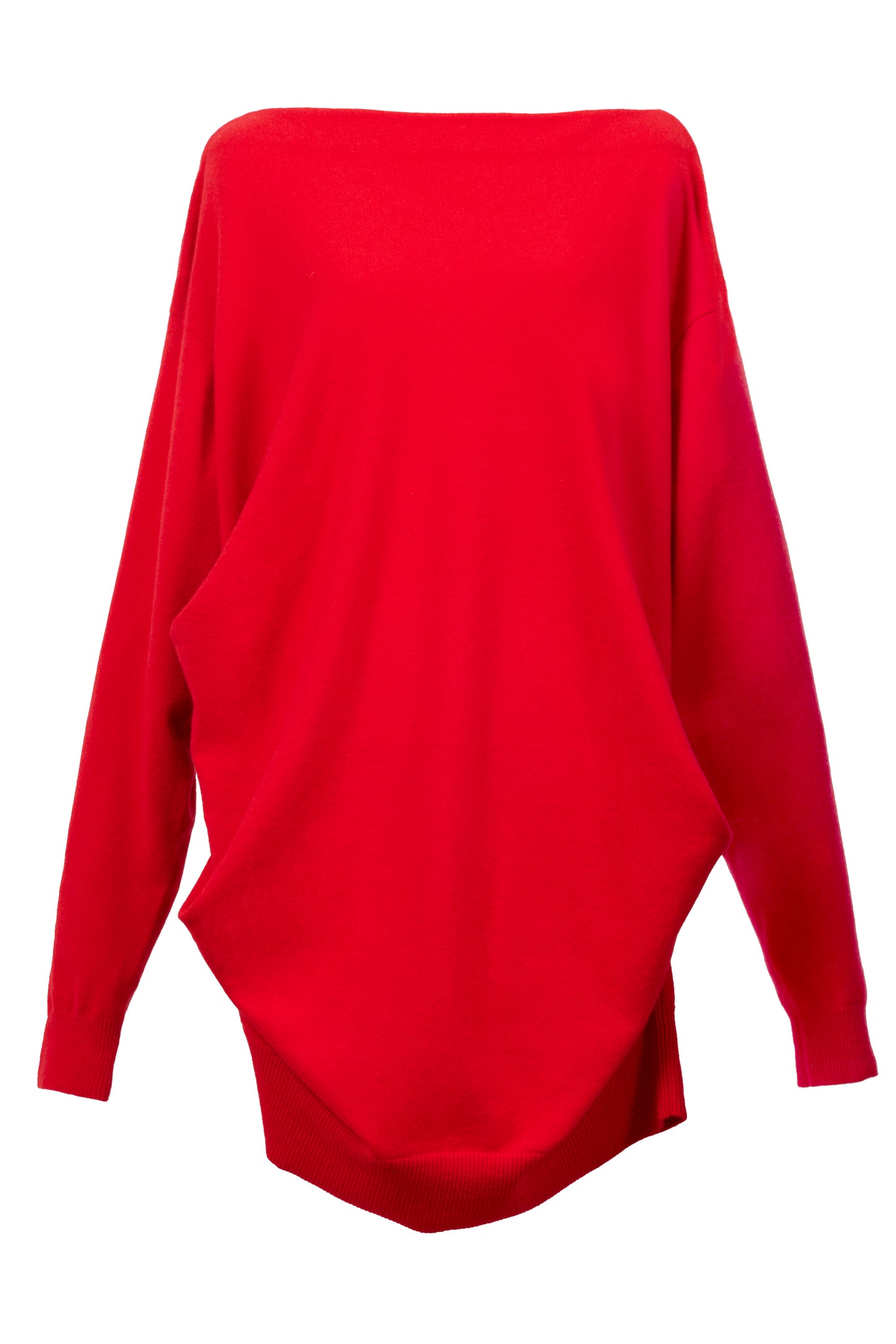 Cashmere Knit Boat Neck Dress | Cherry Red