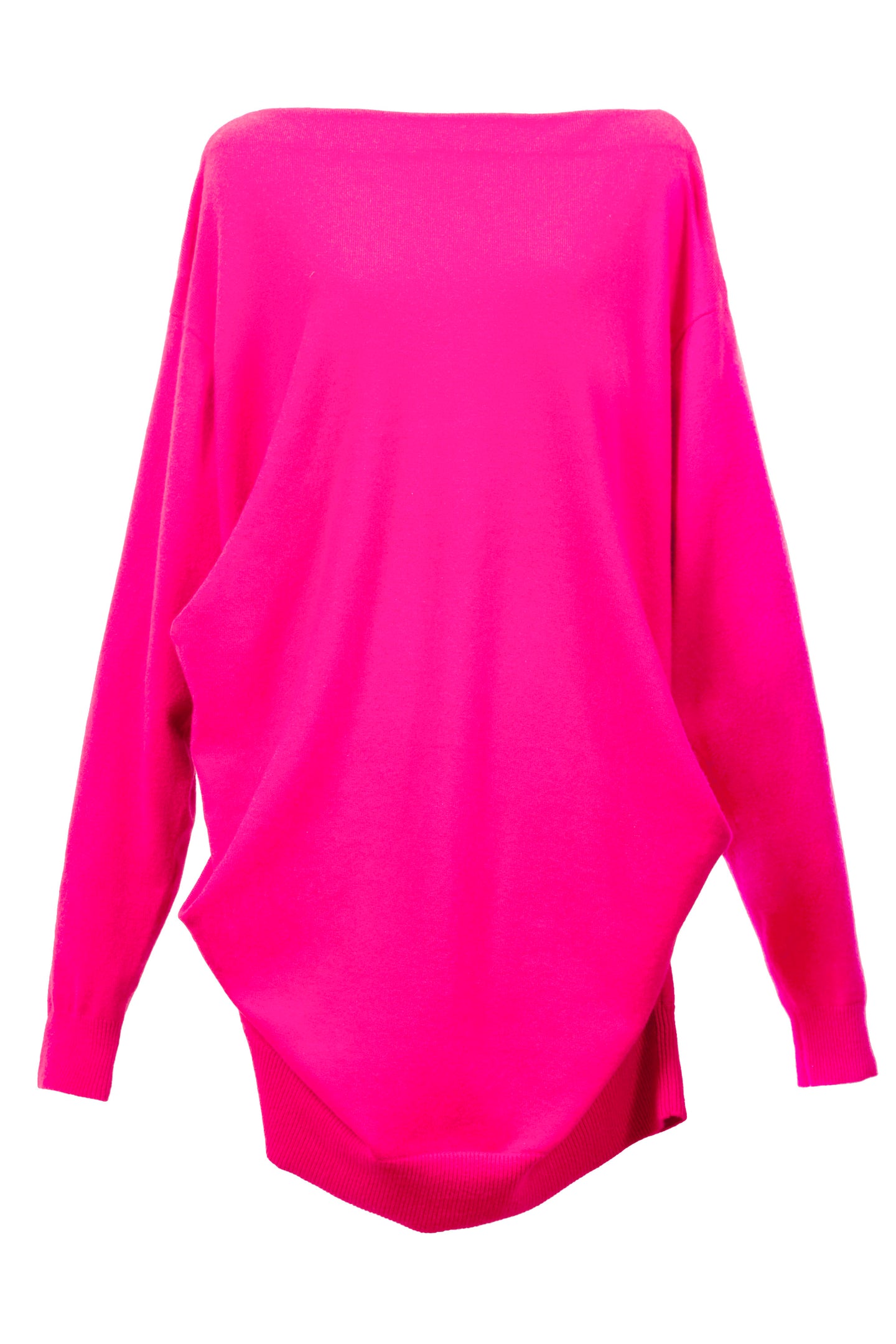 Cashmere Knit Boat Neck Dress | Fusha Pink