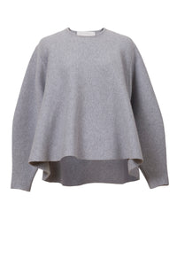 Wool Cashmere Knit Flare Top | Light Grey