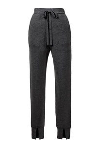 Wool Cashmere Knit Slit Jogger Pants | Charcoal Grey