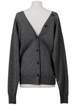 画像をギャラリービューアに読み込む, Wool Cashmere Knit V neck Cardigan | Charcoal Grey
